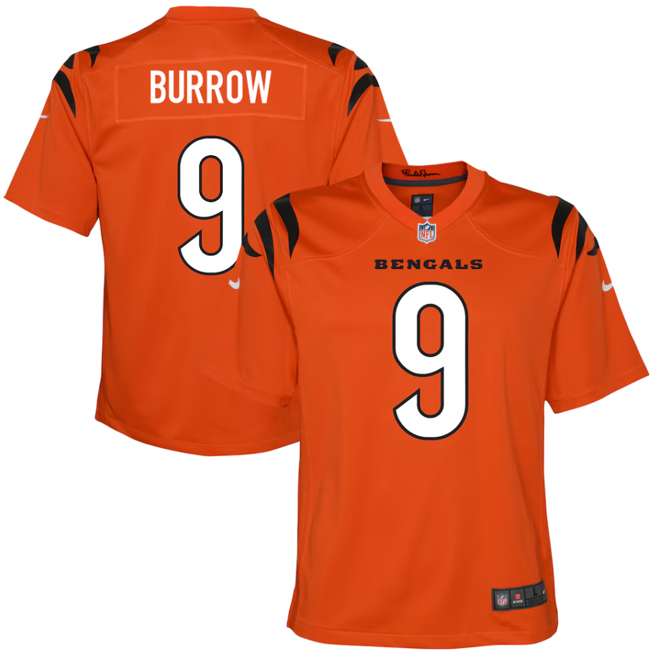 Youth Nike Joe Burrow Orange Cincinnati Bengals Alternate Game Jersey