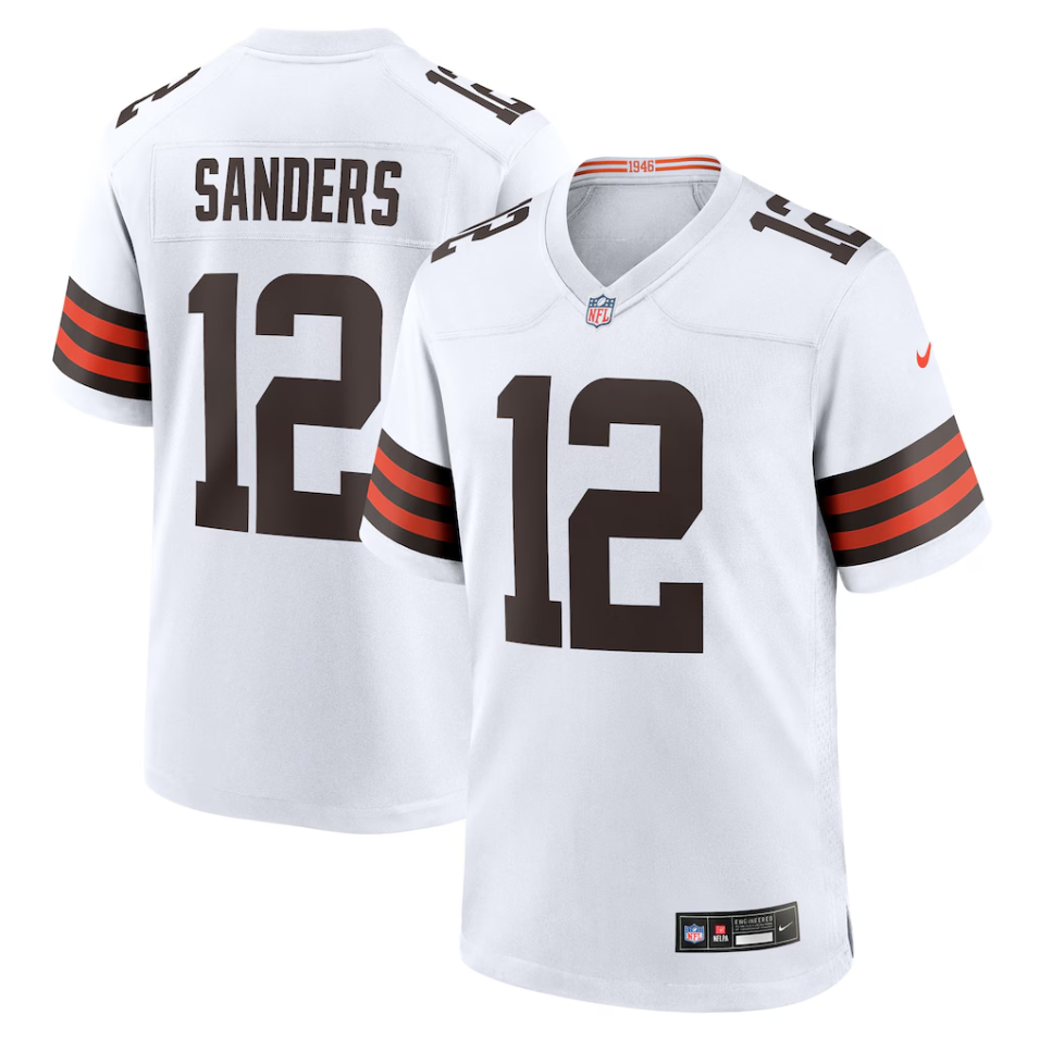 Cleveland Browns Nike Game Road Jersey NFL 2025 Draft - White - Shedeur Sanders - Mens