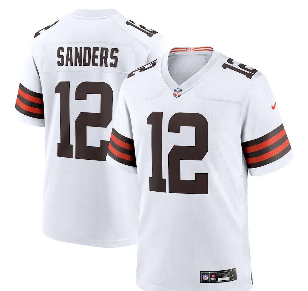 Cleveland Browns Nike Game Road Jersey NFL 2025 Draft - White - Shedeur Sanders - Youth