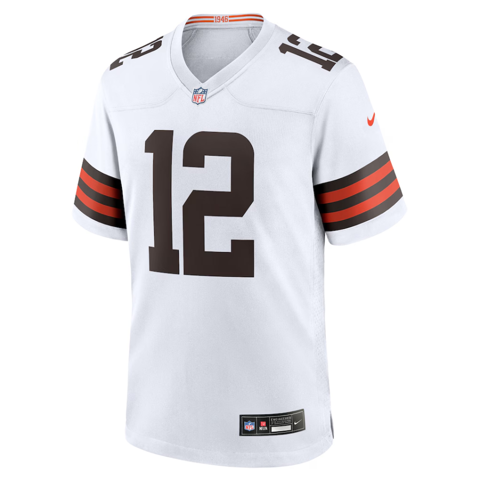 Cleveland Browns Nike Game Road Jersey NFL 2025 Draft - White - Shedeur Sanders - Mens
