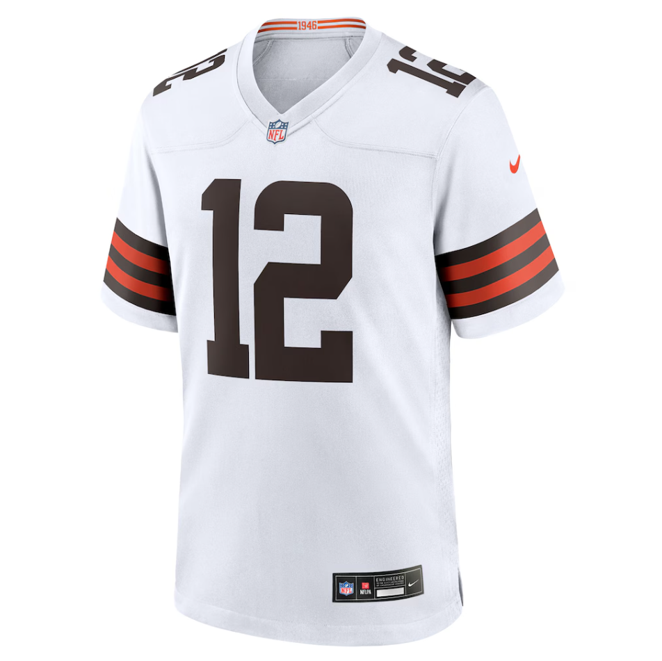 Cleveland Browns Nike Game Road Jersey NFL 2025 Draft - White - Shedeur Sanders - Youth