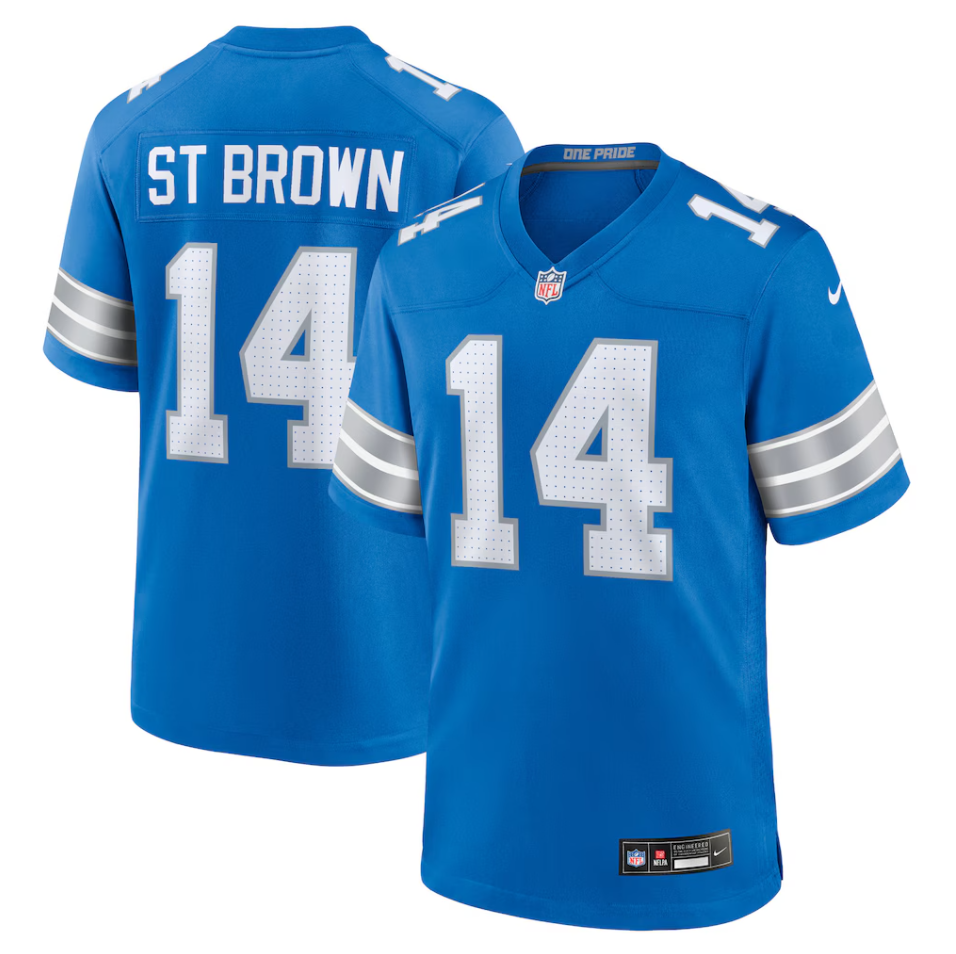 Detroit Lions Nike Home Game Jersey - Blue - Amon-Ra St. Brown - Mens