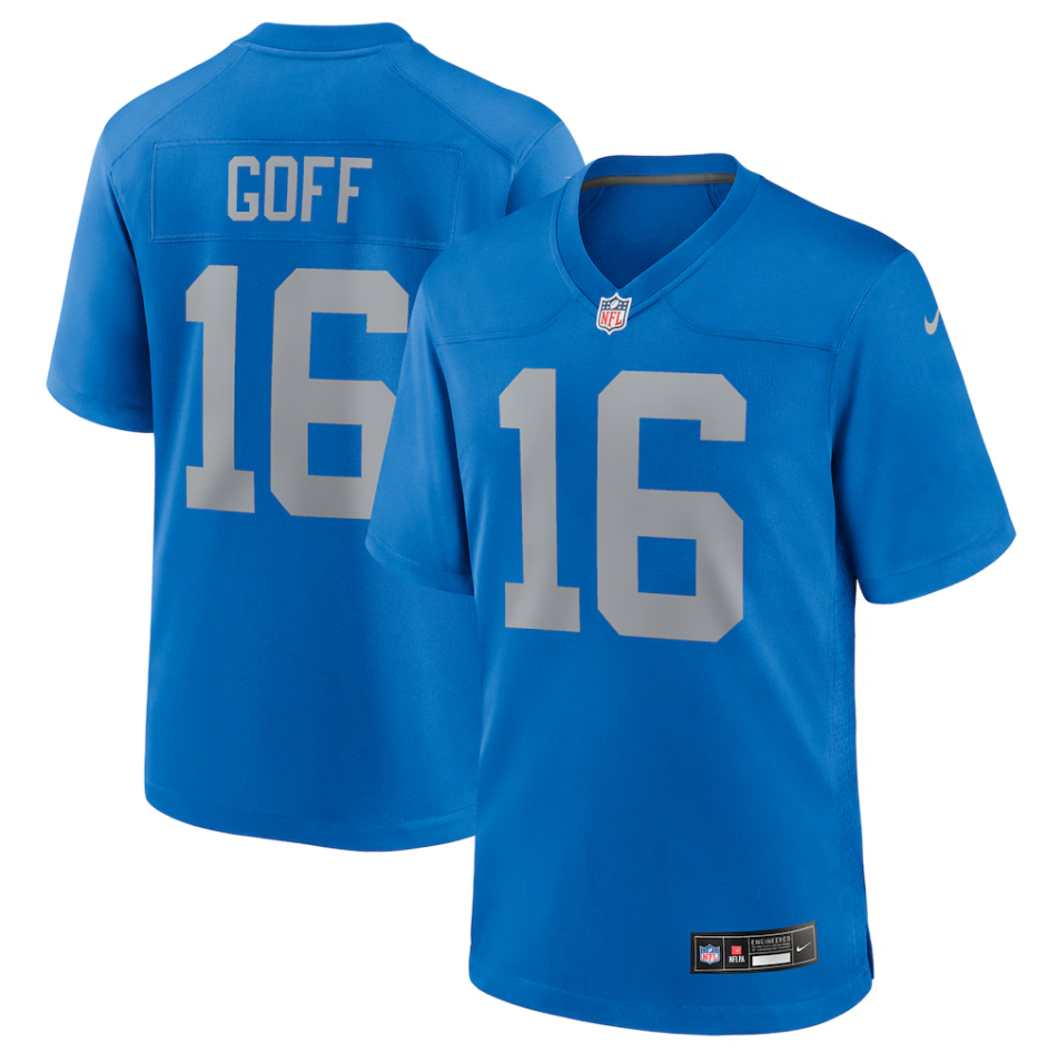 Detroit Lions Nike Alternate Game Jersey Throwback - Blue - Jared Goff - Men