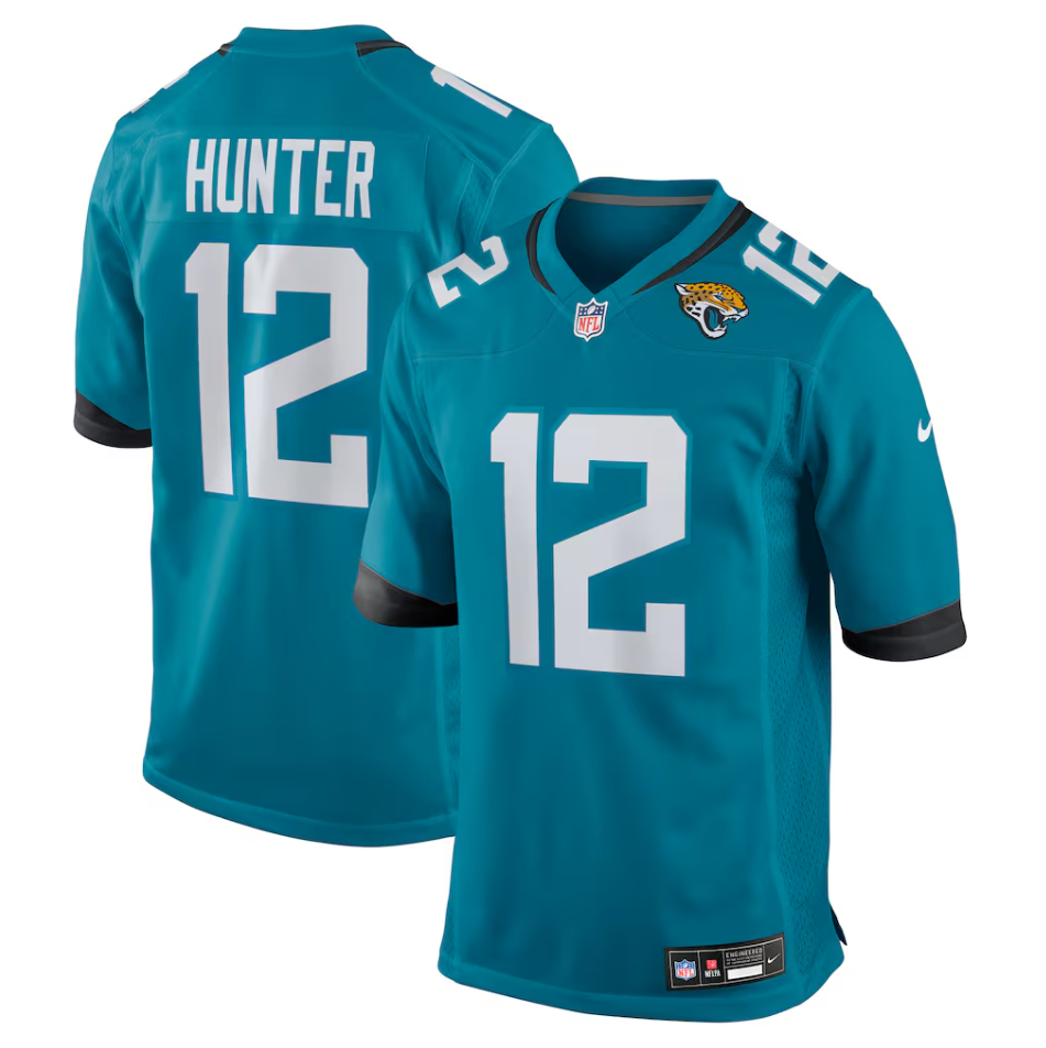 Jacksonville Jaguars Nike Home Game Jersey NFL 2025 Draft First Round Pick - Teal - Travis Hunter - Mens In Stock