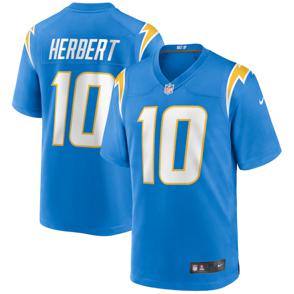 Men's Nike Justin Herbert Powder Blue Los Angeles Chargers Player Game Jersey