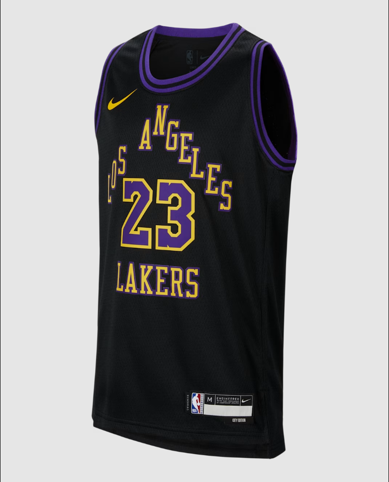 LeBron James Los Angeles Lakers 2023/24 City Edition Older Kids' Nike Dri-FIT NBA Swingman Jersey