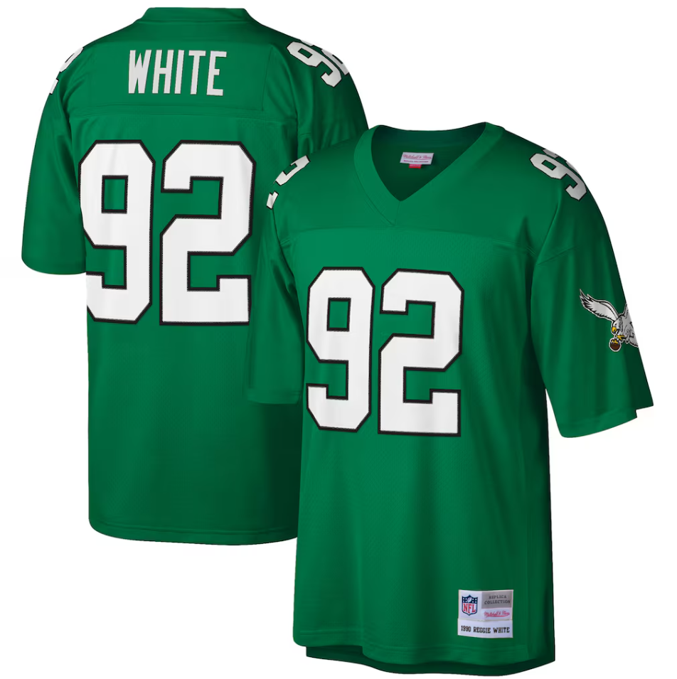 Men's Mitchell & Ness Reggie White Kelly Green Philadelphia Eagles Big & Tall 1990 Retired Player Replica Jersey