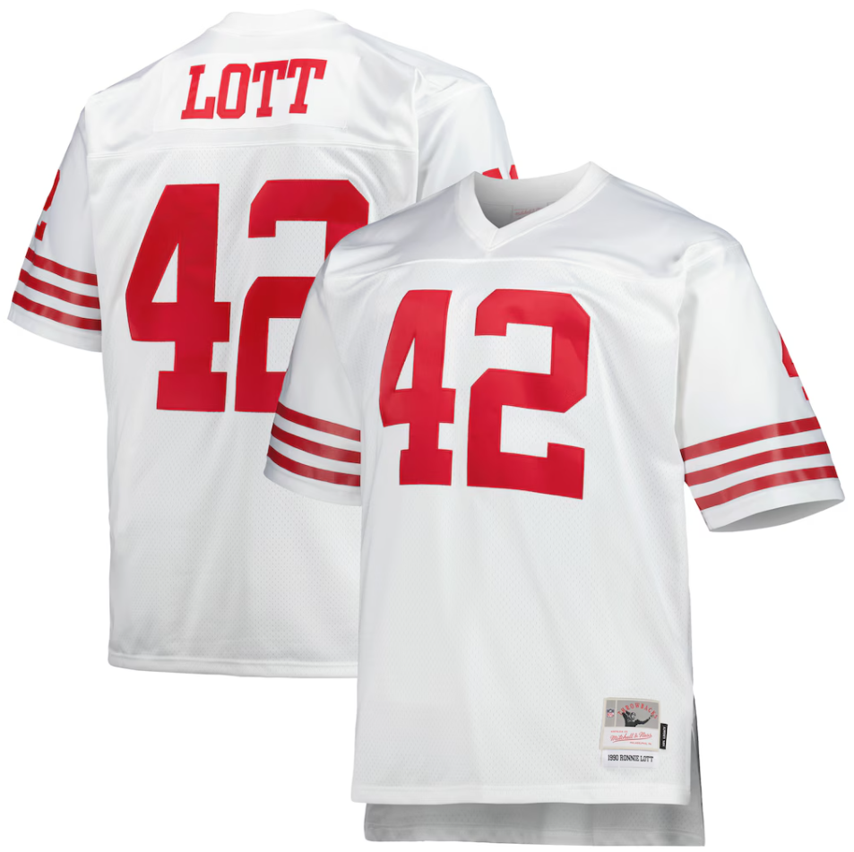 Men's Mitchell & Ness Ronnie Lott White San Francisco 49ers Big & Tall 1990 Retired Player Replica Jersey