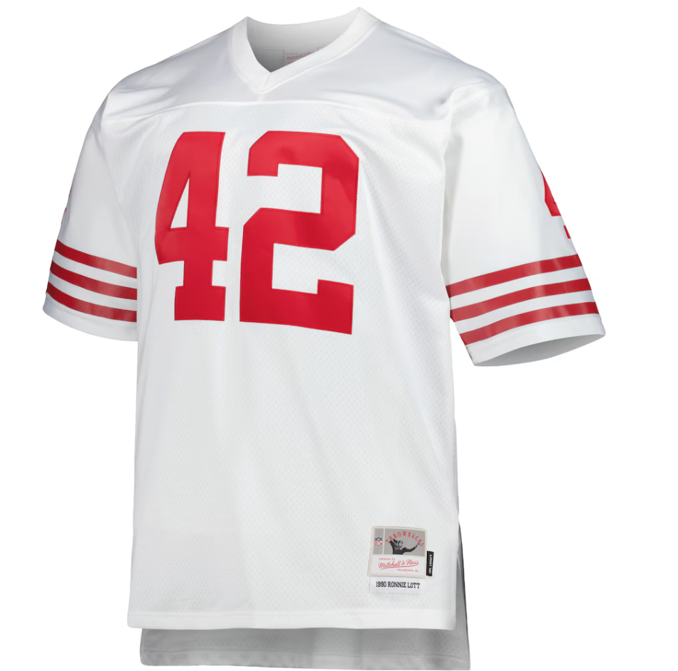 Men's Mitchell & Ness Ronnie Lott White San Francisco 49ers Big & Tall 1990 Retired Player Replica Jersey