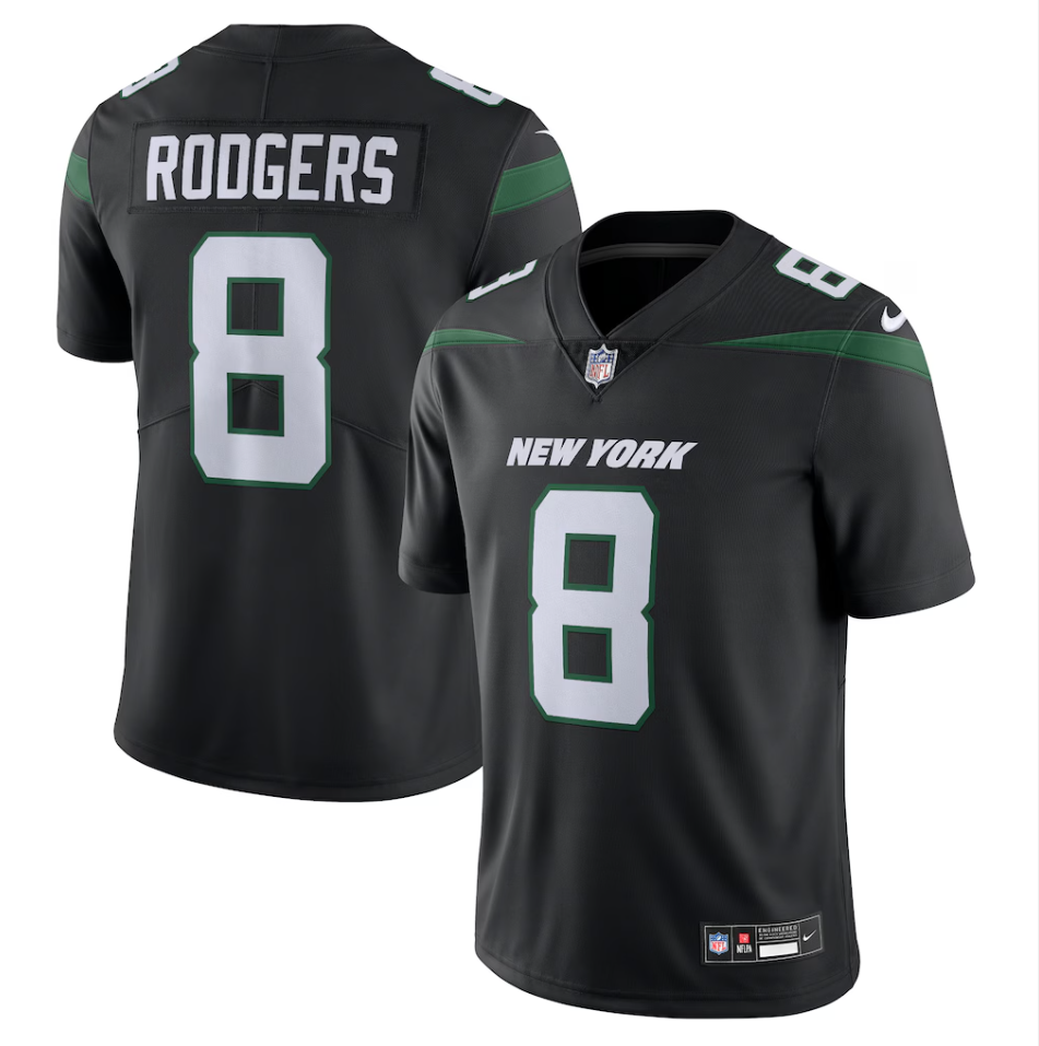 Men's Nike Aaron Rodgers Black New York Jets Vapor Untouchable Limited Jersey