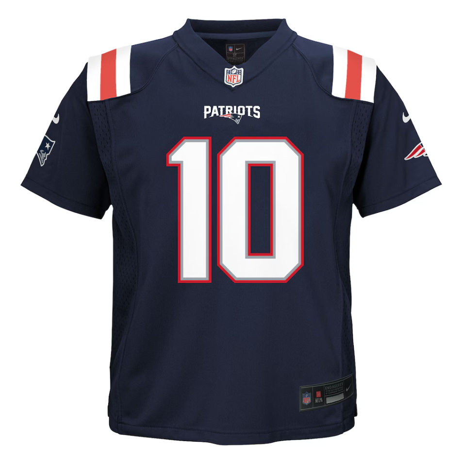 New England Patriots Nike Home Game Team Colour Jersey - Navy - Drake Maye - Youth