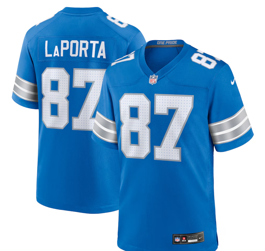 Detroit Lions Nike Home Game Jersey - Blue - Sam LaPorta - Mens