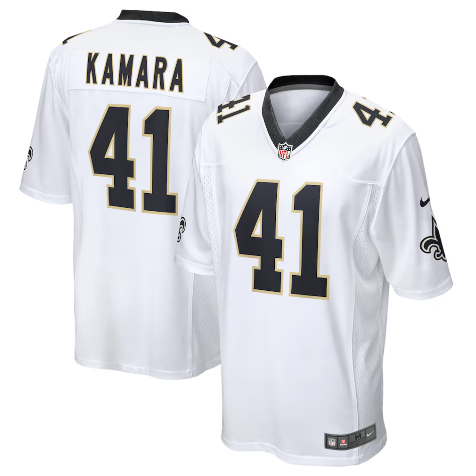 New Orleans Saints Nike Game Road Jersey - White - Alvin Kamara - Mens