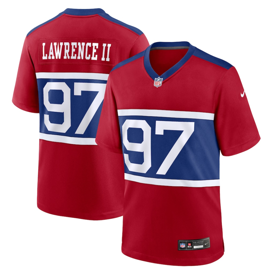 New York Giants Nike Secondary Throwback Alternate - Red - Dexter Lawrence II - Mens