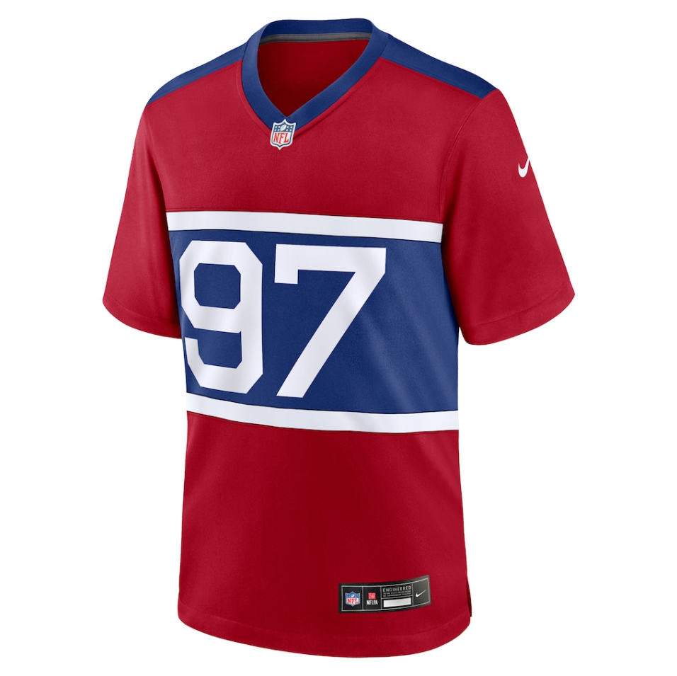 New York Giants Nike Secondary Throwback Alternate - Red - Dexter Lawrence II - Mens