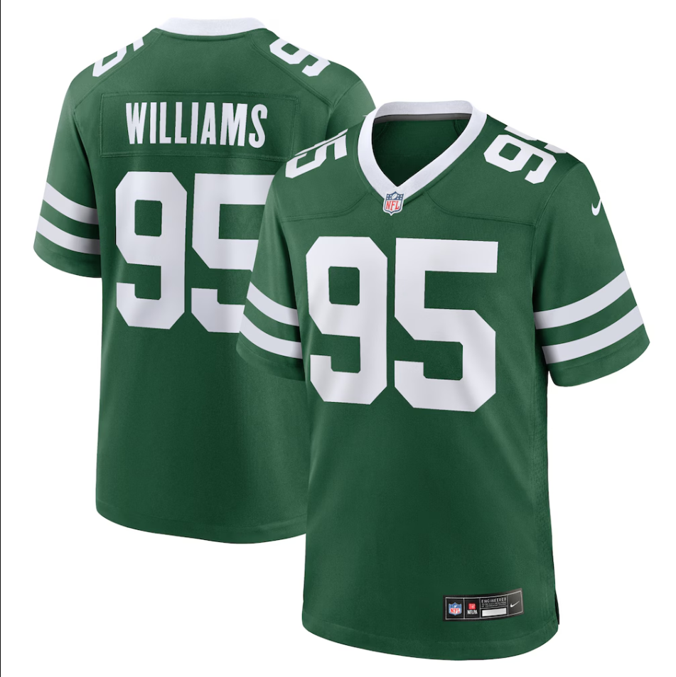 New York Jets Nike Home Game Jersey - Gotham Green - Quinnen Williams - Mens