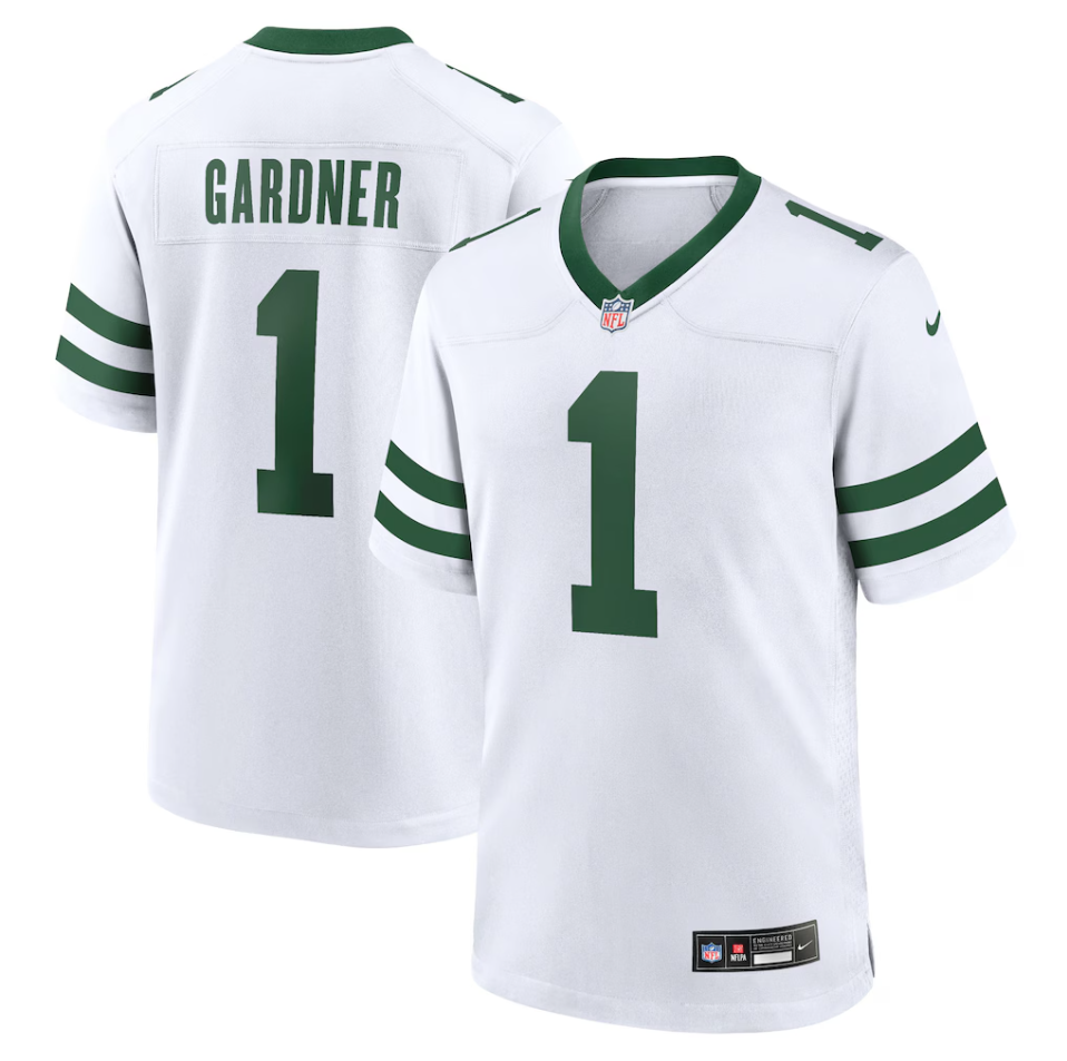 New York Jets Nike Road Game Jersey - White - Ahmad Sauce Gardner - Mens