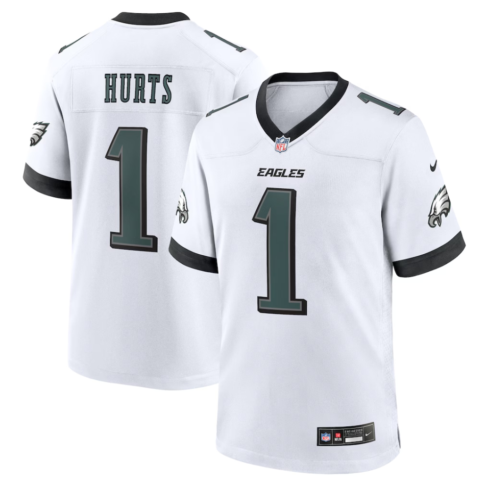 Philadelphia Eagles Nike Game Road Jersey - White - Jalen Hurts - Mens