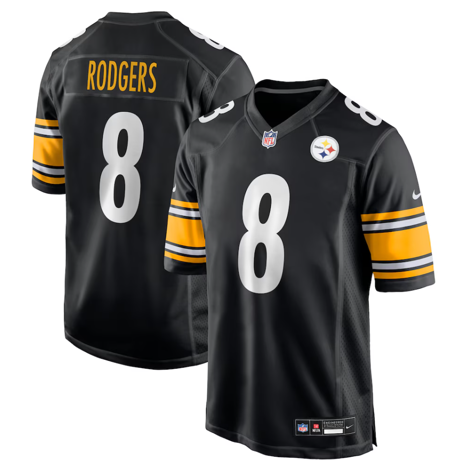 Pittsburgh Steelers Nike Home Game Jersey - Black - Aaron Rodgers - Mens