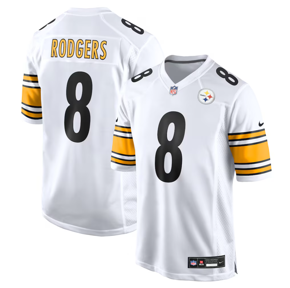 Pittsburgh Steelers Nike Road Game Jersey - White - Aaron Rodgers - Youth