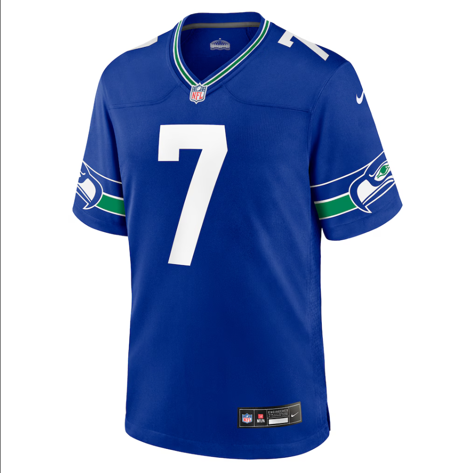 Men's Nike Geno Smith Royal Seattle Seahawks Throwback Player Game Jersey