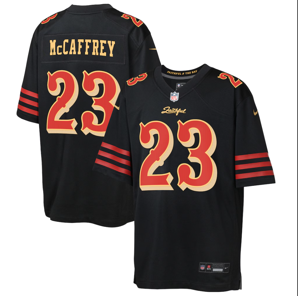 Youth Nike Christian McCaffrey Black San Francisco 49ers 2025 Rivalries Collection Game Jersey