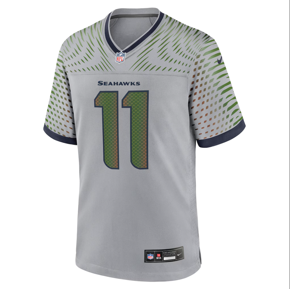 Men's Nike Jaxon Smith-Njigba Wolf Gray Seattle Seahawks 2025 Rivalries Collection Game Jersey