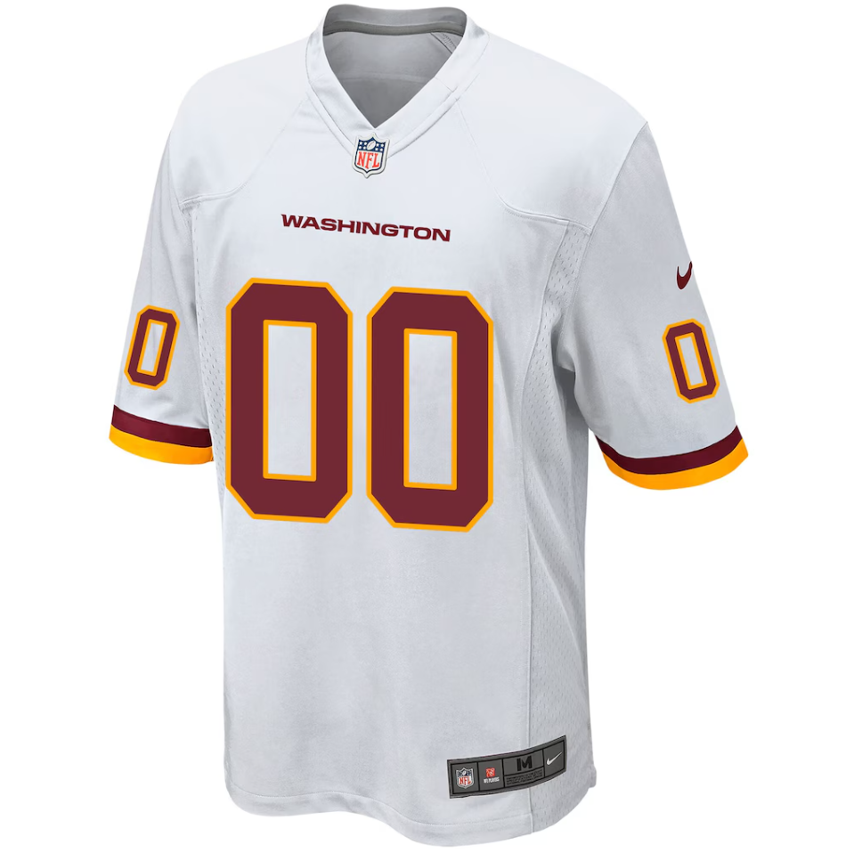 Washington Football Team Nike Road Game Jersey - White - Custom - Youth