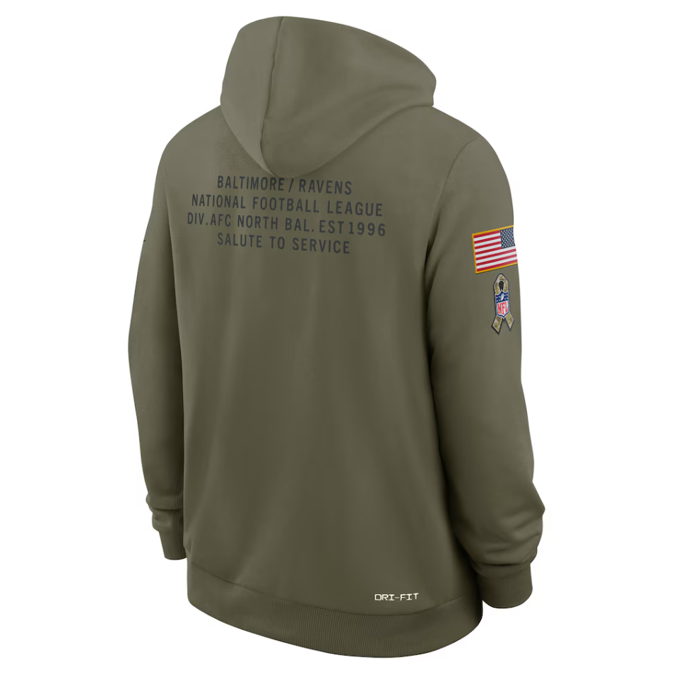 Baltimore Ravens Nike 2025 Salute To Service Dominant Force Dri-FIT Hoodie - Mens
