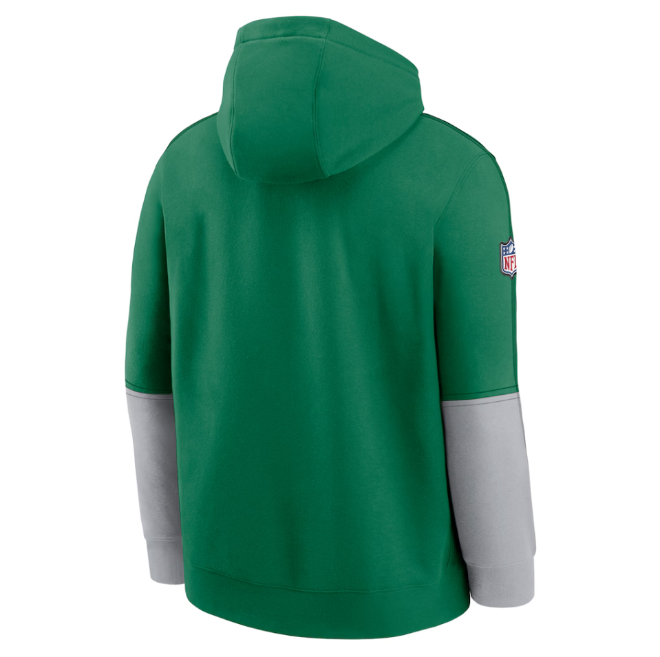 Men's Nike Kelly Green Philadelphia Eagles Throwback Logo Club Tri-Blend Pullover Hoodie
