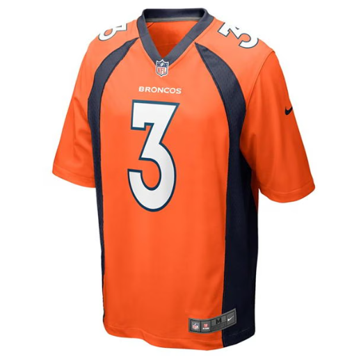 Mens Home Game Jersey Denver Broncos Russell Wilson 3 Jersey Orange